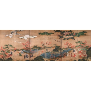 Cuadro japonés en lienzo Kano Hideyori, Maple Viewers