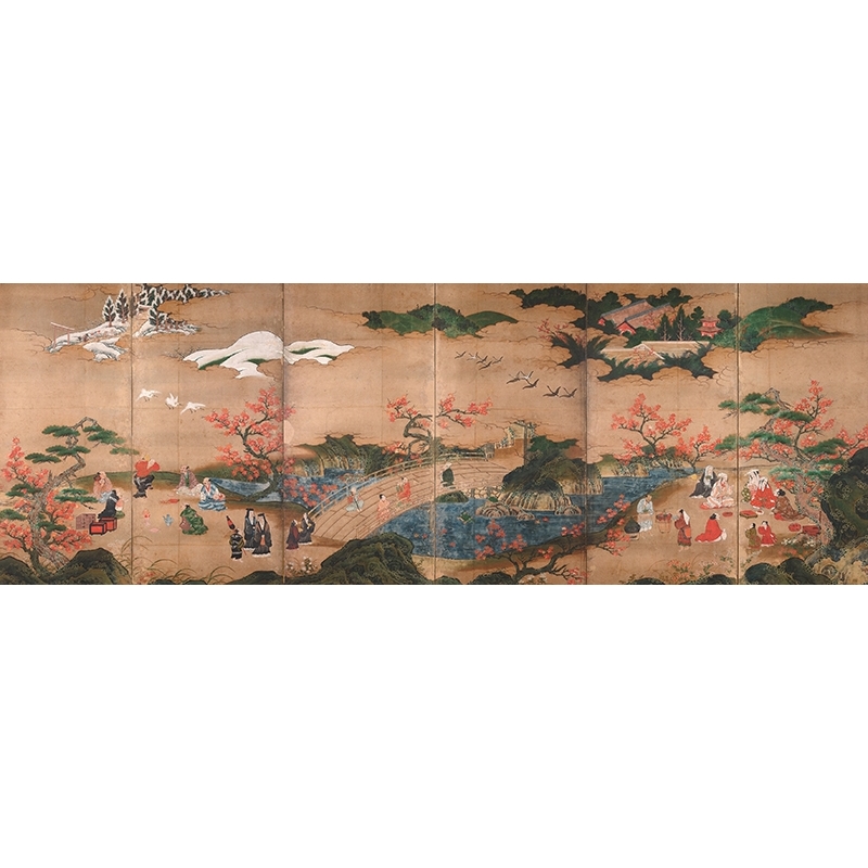 Japanischer Kunstdruck. Kano Hideyori, Maple Viewers