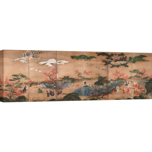 Tableau japonais sur toile, estampe. Kano Hideyori, Maple Viewers