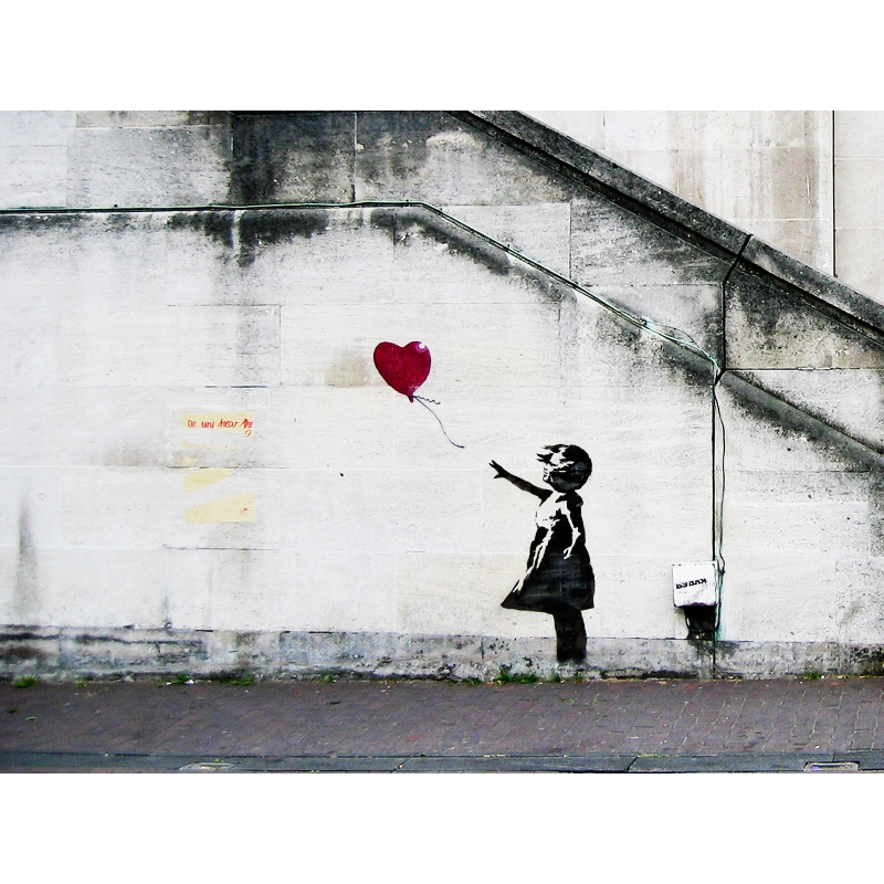 Banksy Heart balloon - Quadro Stampa su Tela, Poster, Tavola mdf