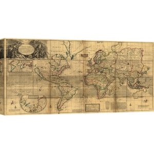 Cuadro mapamundi en canvas. A New & Correct Map of the Whole World