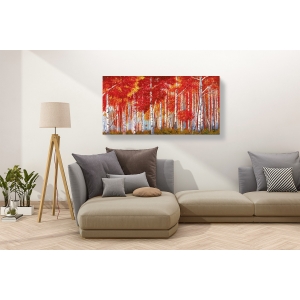 Wall art print and canvas. Angelo Masera, Red birches