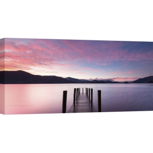 Wall art print and canvas. Twilight on lake, UK