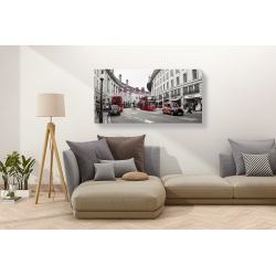 Wall art print and canvas. Buses and taxis in Oxford Street, London