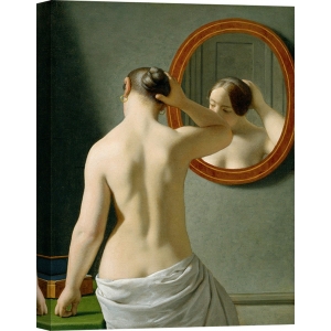 Wall art print and canvas. Christoffer Wilhelm Eckersberg, Woman Standing in front of a Mirror
