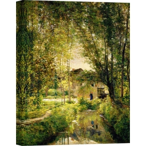 Wall art print and canvas. Charles-François Daubigny, Landscape with a Sunlit Stream