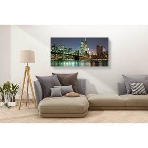 Cuadro en canvas, poster New York. Puente de Brooklyn y Torres Gemelas