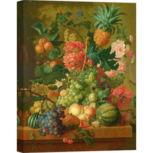 Tableau sur toile. Paulus Theodorus van Brussel, Fruits et fleurs