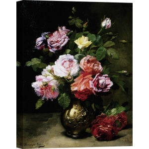 Cuadros bodegones en canvas. Dominique Rozier, Rosas en un florero