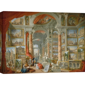 Quadro, stampa su tela. Giovanni Paolo Panini, Galleria con vedute di Roma moderna