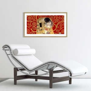 Wall art print and canvas. Gustav Klimt, The Kiss, detail (Red variation)