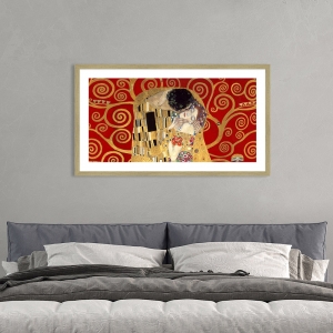 Wall art print and canvas. Gustav Klimt, The Kiss, detail (Red variation)