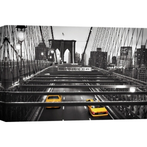 Wall art print and canvas. Taxi on Brooklyn Bridge, New York