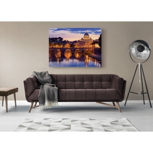 Wall art print and canvas. Night view at St. Peter's cathedral, Rome