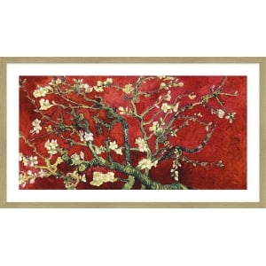Quadro, stampa su tela. Vincent van Gogh, Van Gogh Deco – Mandorlo in fiore (red variation, dettaglio)
