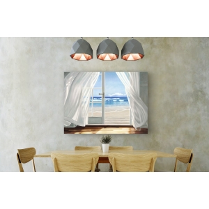 Leinwandbilder. Pierre Benson, Fenster mit Blick auf Strand und Meer