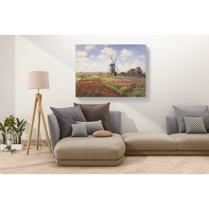 Wall art print and canvas. Claude Monet, Tulip Fields with Windmill