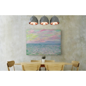 Wall art print and canvas. Claude Monet, Sun setting in Pourville, open sea