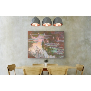 Tableau sur toile. Claude Monet, Nymphèas, coucher du soleil