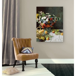 Cuadro en canvas. Claude Monet, Bodegón con flores y frutas