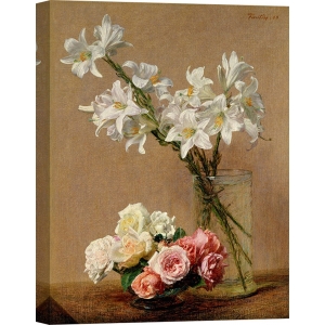 Wall art print and canvas. Henri Fantin-Latour, Roses and Lilies