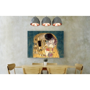 Cuadro famoso en canvas. Gustav Klimt, El beso, detalle (Blue variation)