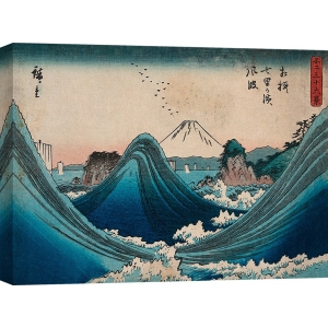 Tableau Japonais. Ando Hiroshige, Vue du mont Fuji entre les vagues