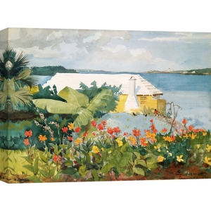 Wall art print and canvas. Winslow Homer, Flower Garden and Bungalow, Bermuda