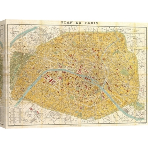 Quadro, stampa su tela. Joannoo, Gilded Map of Paris