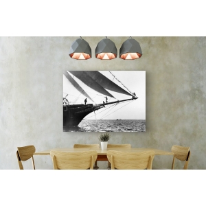 Wall art print and canvas. Edwin Levick, Ship Crewmen Standing on the Bowsprit, 1923