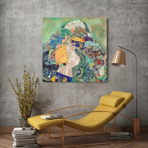 Stampa su tela, poster. Gustav Klimt, Bambino nella culla