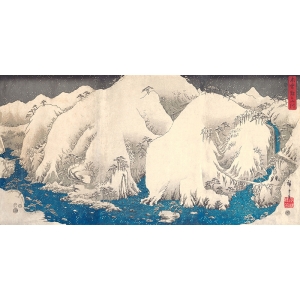 Cuadro japonés, poster y lienzo, Hiroshige, El valle de Kiso bajo la nieve