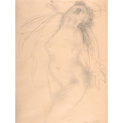 Tableau sur toile, affiche, poster, dessin Auguste Rodin, Nu féminin