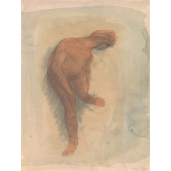 Wall art print and canvas by Rodin, Nude female figure holding left foot