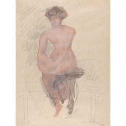 Tableau sur toile, affiche, dessin Auguste Rodin, Nu féminin assis