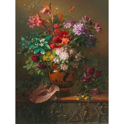 Kunstdruck Jan van Os, Stilleben mit Blumen in griechischen Vase
