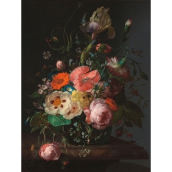 Cuadro, poster y lienzo, Ruysch, Bodegón con flores en mesa de mármol
