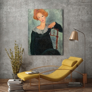 Wall art print, canvas and poster. Modigliani, Woman with red hair