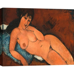 Wall art print, canvas and poster. Modigliani, Nude on a Blue Cushion