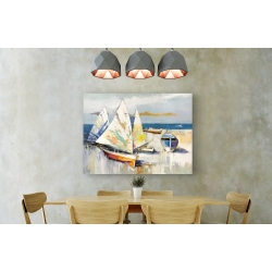Wall art print and canvas. Luigi Florio, The boats on the beach