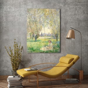 Quadro, poster, stampa su tela. Monet, Donna seduta sotto i salici