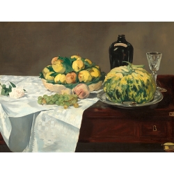 Cuadro, poster y lienzo, Manet, Bodegón con melón y melocotones