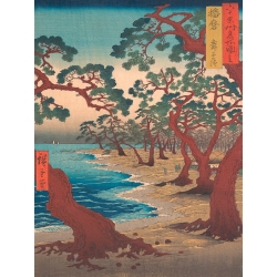 Cuadro japonés, poster y lienzo, Hiroshige, Playa de Maiko en Harima