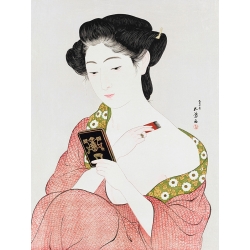 Kunstdruck, Poster Goyo Hashiguchi, Japanische Frau pudert sich