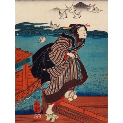 Tableau toile, affiche Kuniyoshi Utagawa, Jeune femme