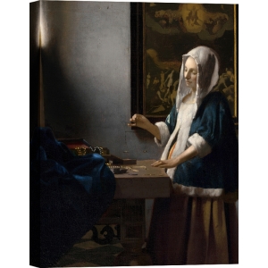 Quadro, poster, stampa su tela. Jan Vermeer, La pesatrice di perle