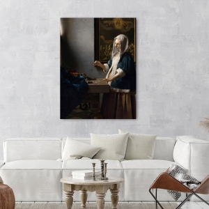 Wall art print, canvas and poster. Jan Vermeer, Woman holding a balance