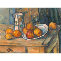 Wall art print, canvas, poster by Cezanne, Still life with milk jug and fruit