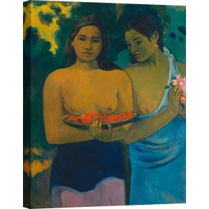 Tableau toile, affiche, Paul Gauguin, Deux femmes tahitiennes