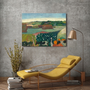 Cuadro, poster y lienzo, Paul Gauguin, Hojas de heno en Bretaña